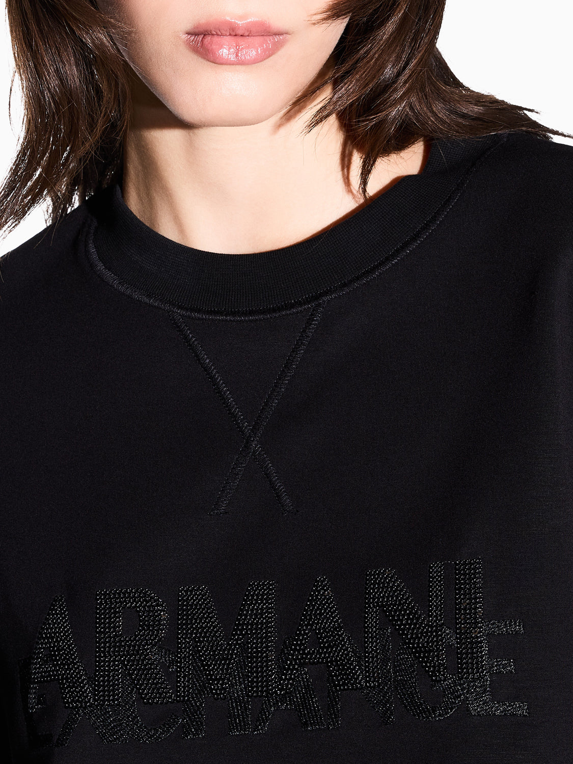 Armani Exchange Felpa Girocollo Donna Nero
