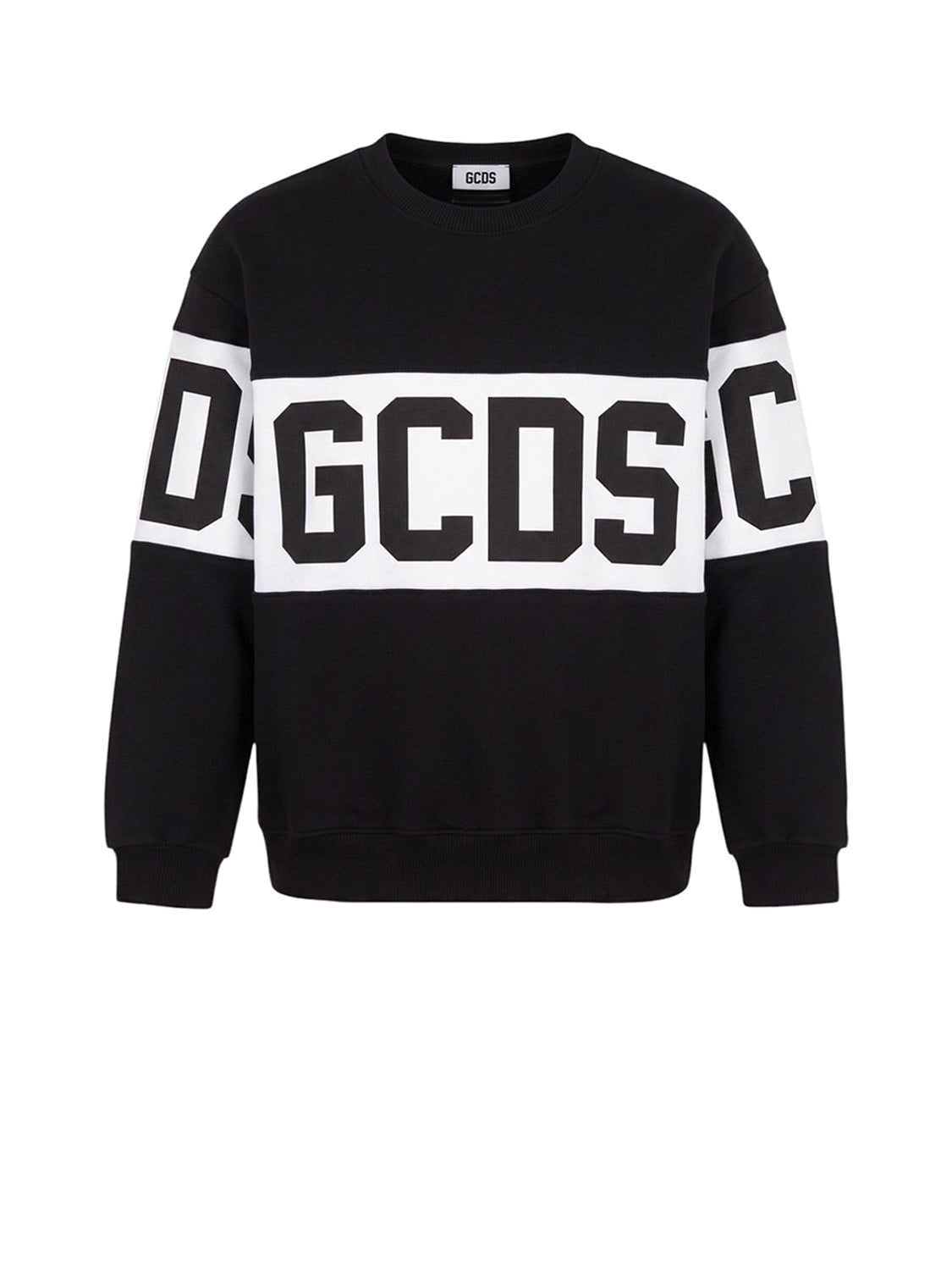 GCDS Felpa Girocollo Uomo Felpa Girocollo Con Band Logo Nero
