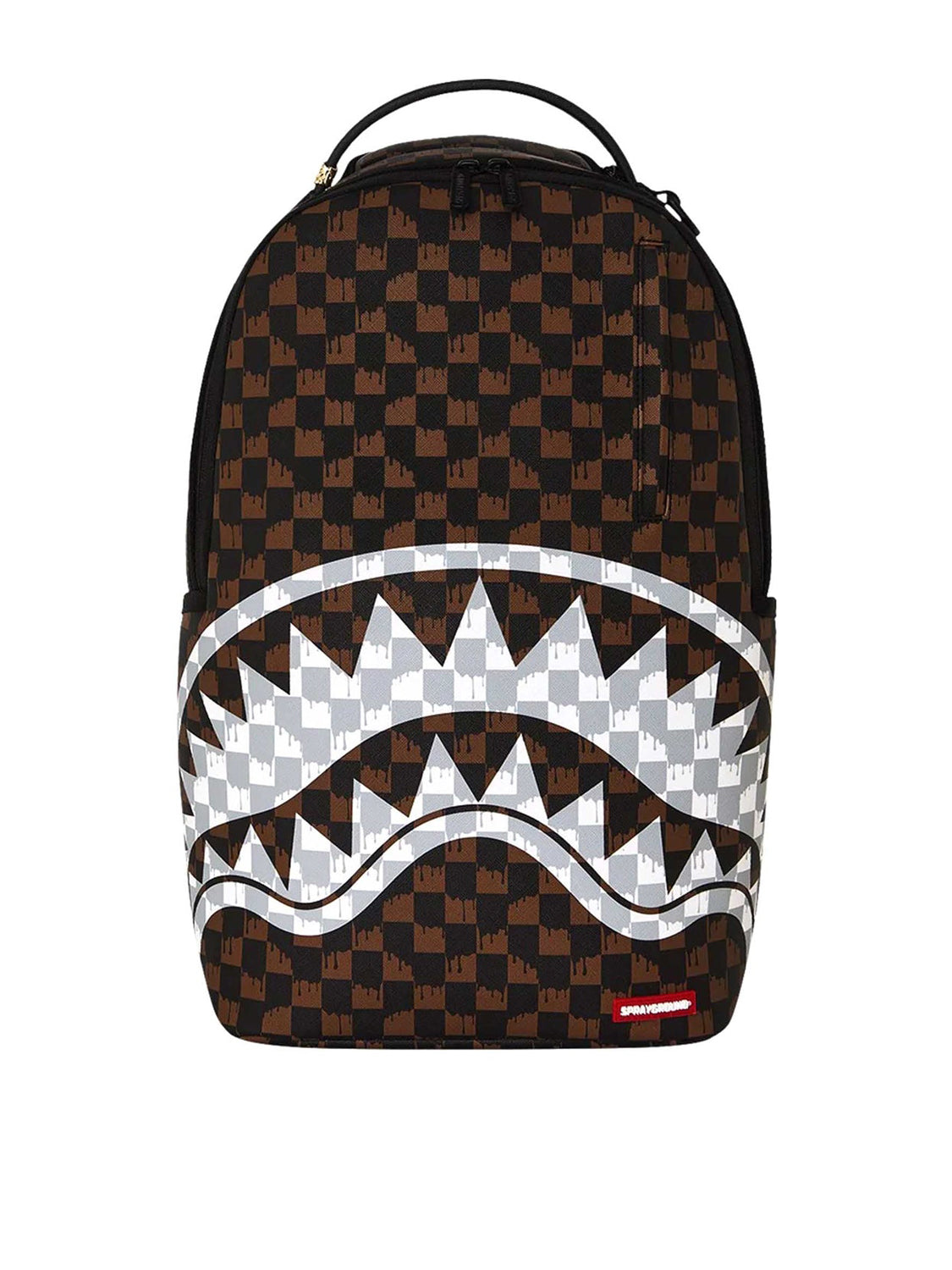 Zaino Brown and cream drip check shark Nero