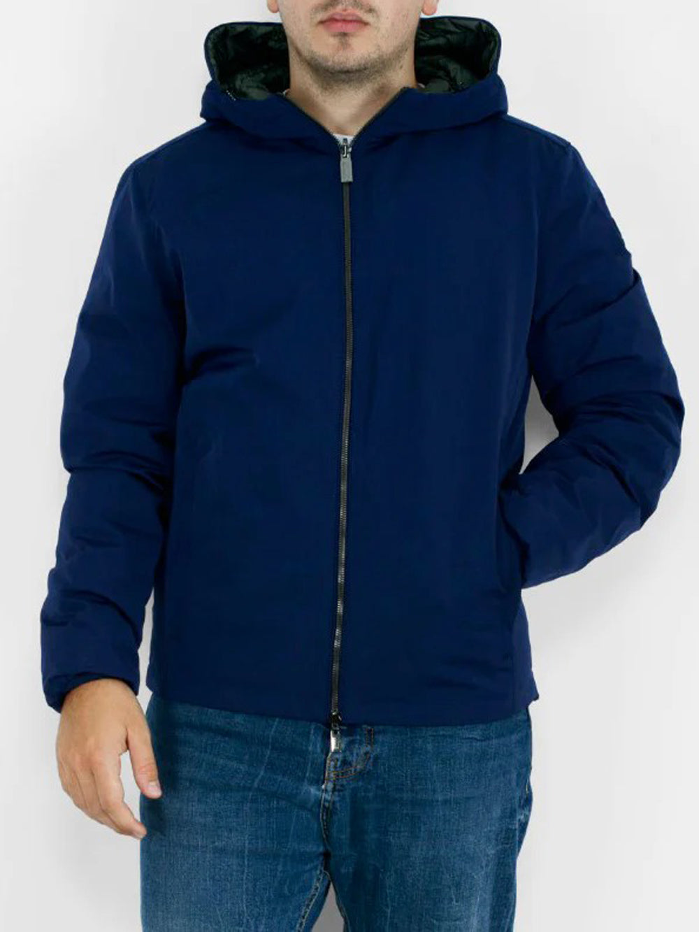 Piumino Uomo Light Down Hoody Reversible Blu