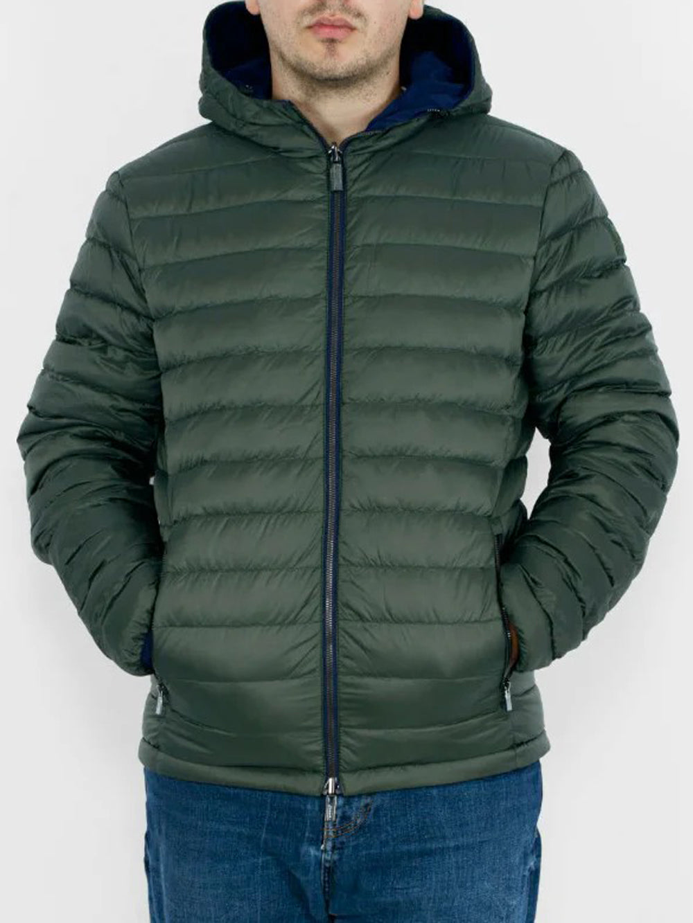 Piumino Uomo Light Down Hoody Reversible Blu