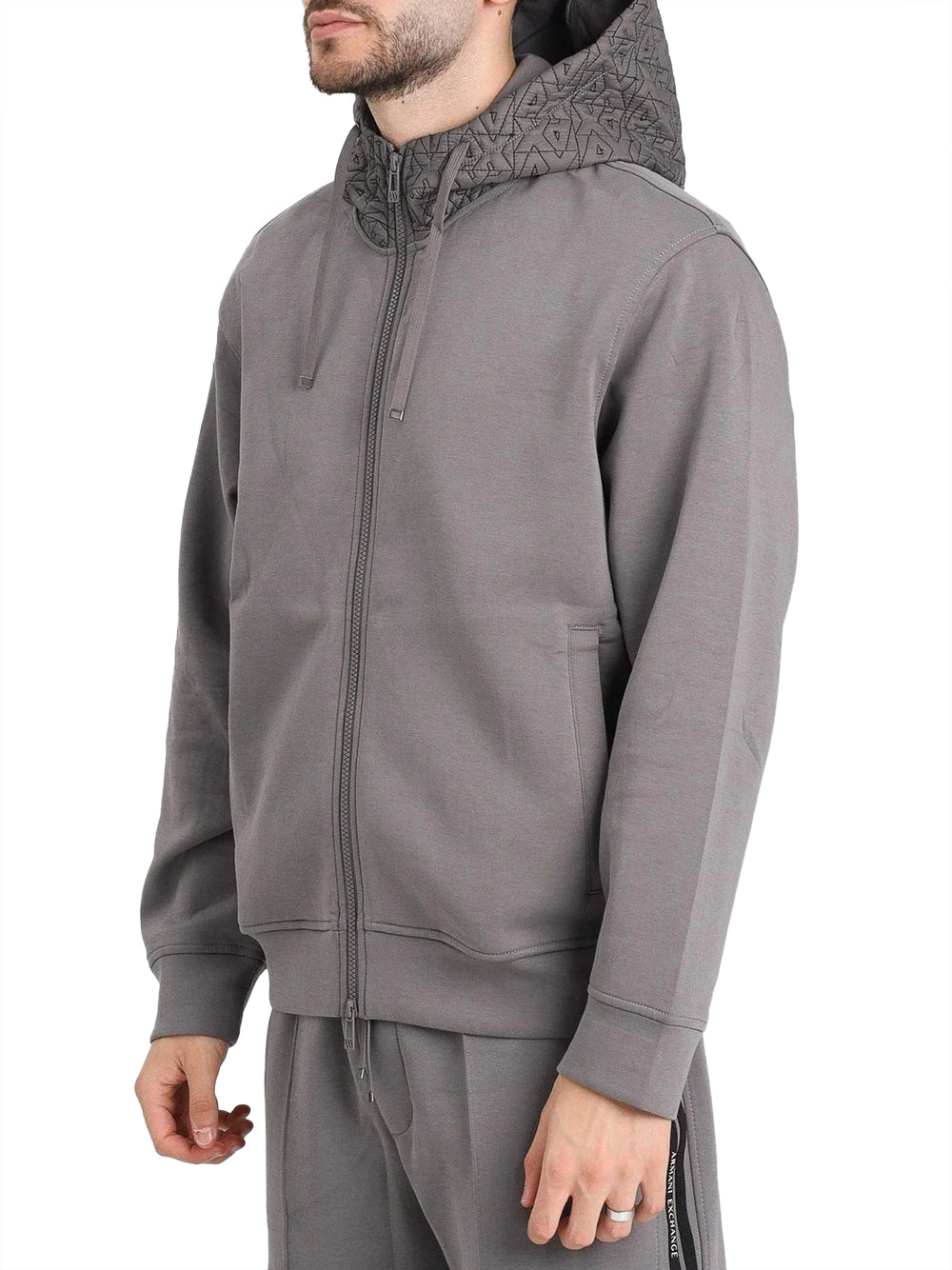 Felpa con Zip Uomo Grigio