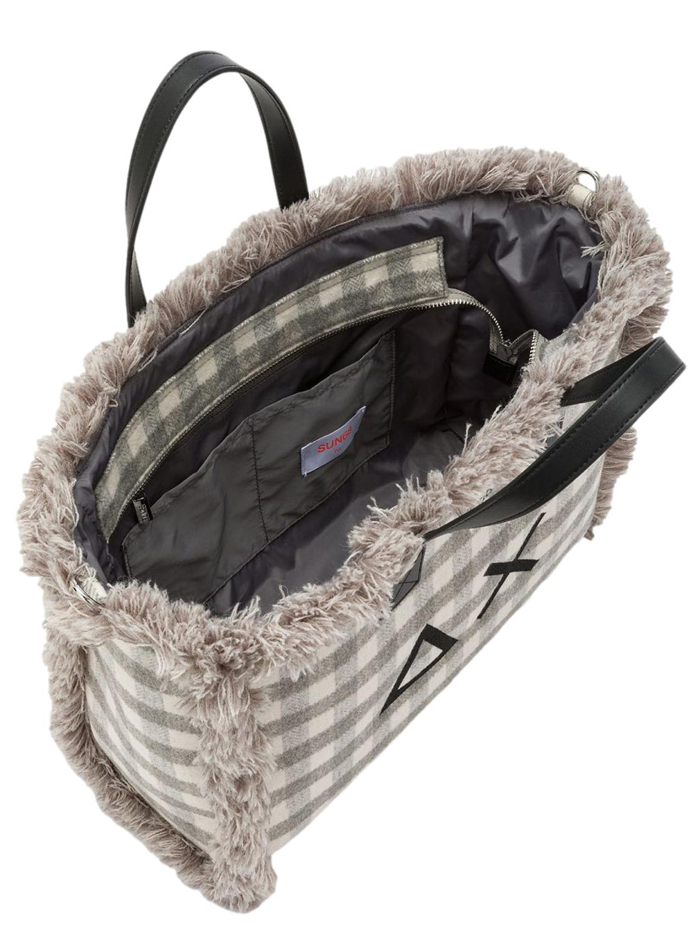Sun68 Borsa a Mano Donna Cali Tartan Grigio