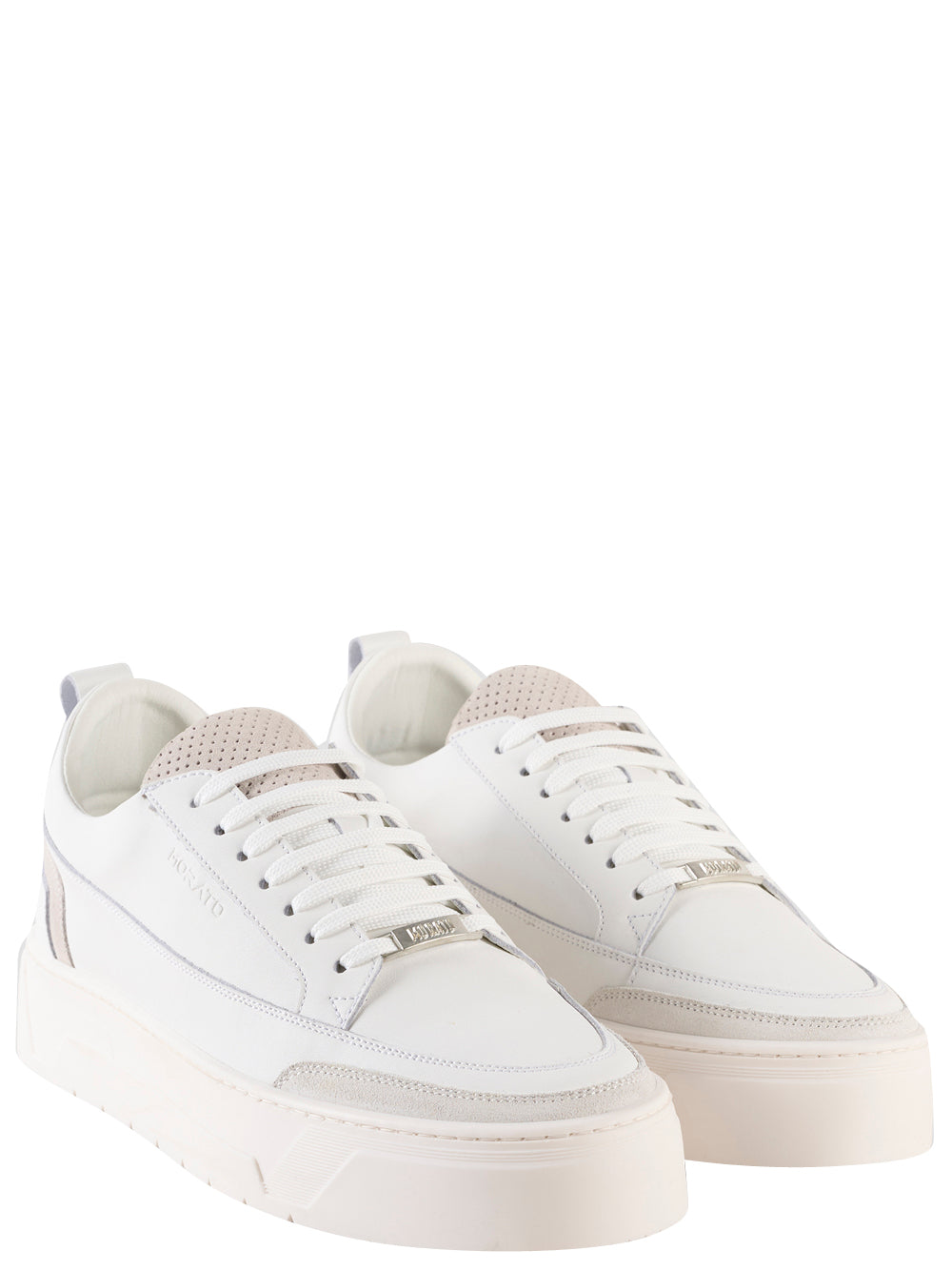 Sneakers Uomo Flint Powder In Cuoio Rivestito Beige
