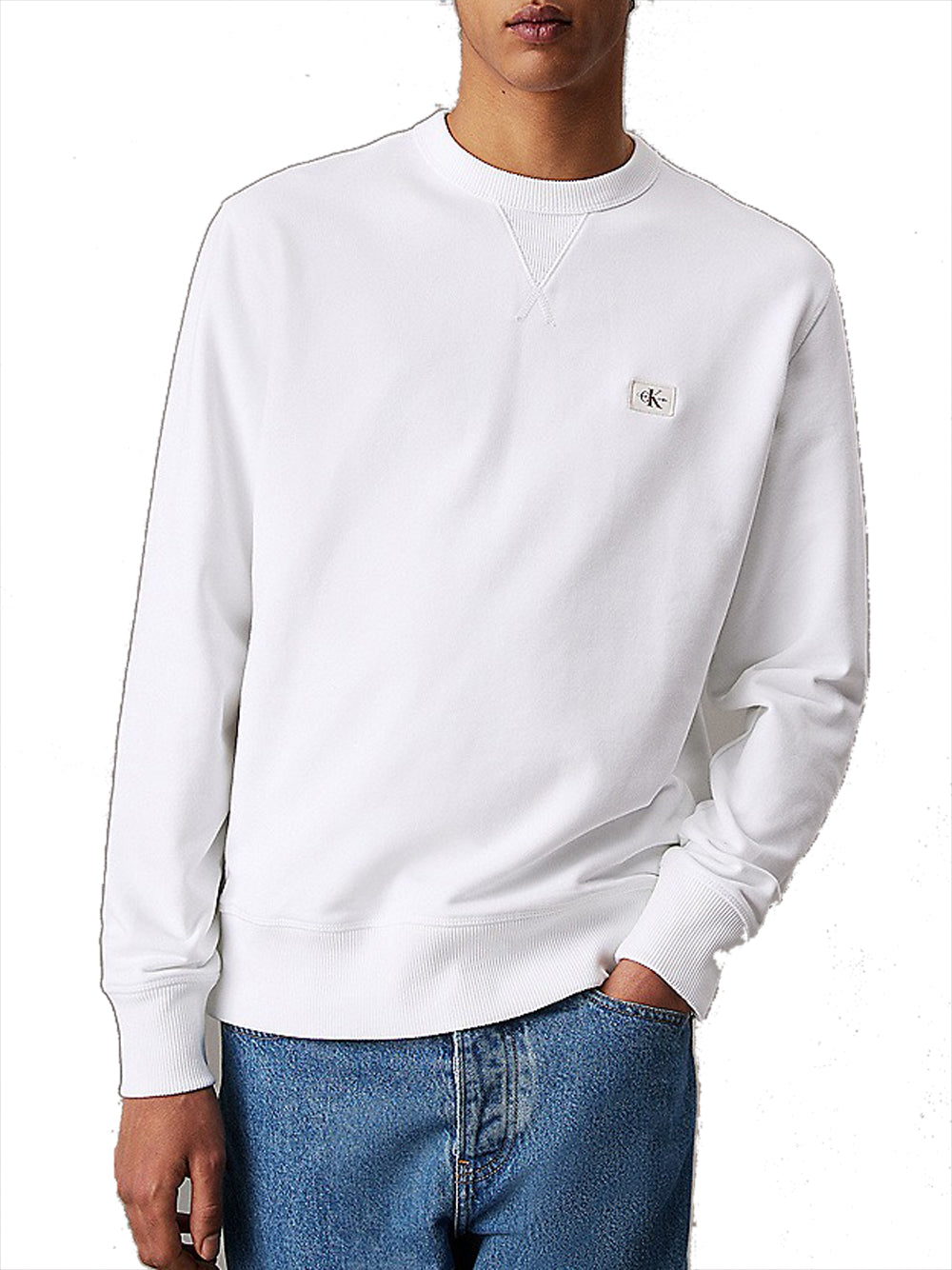 Calvin Klein Felpa Girocollo Uomo J30J327115 Bianco
