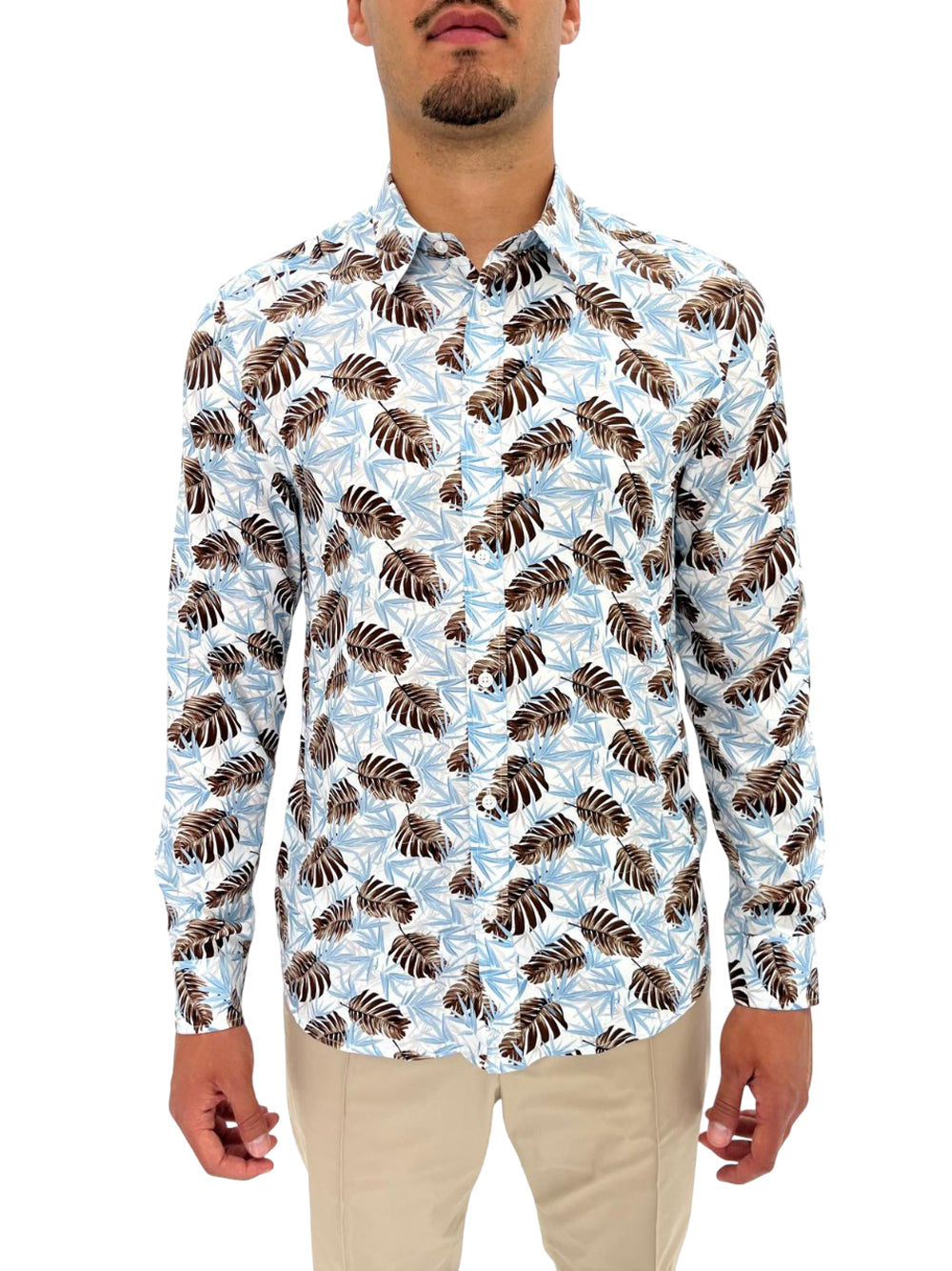 Camicia Casual Bianco / marrone