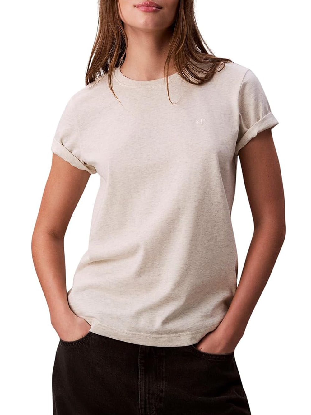 Calvin Klein T-shirt Donna Grigio Chiaro