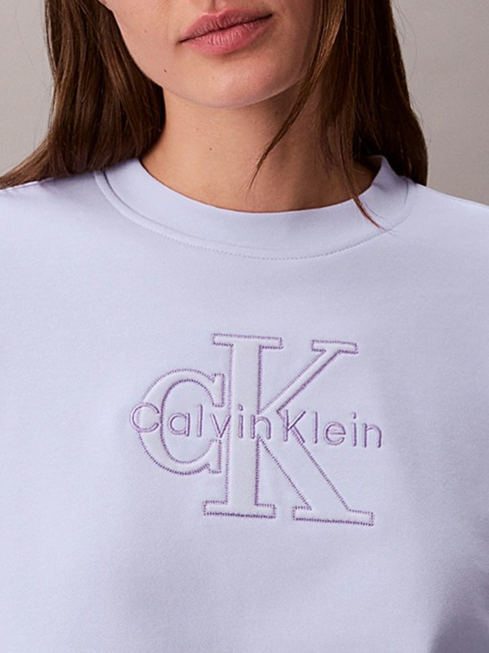 Calvin Klein Felpa Girocollo Donna Lilla