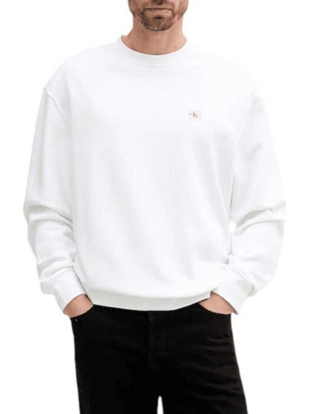 Felpa Girocollo Uomo Bianco