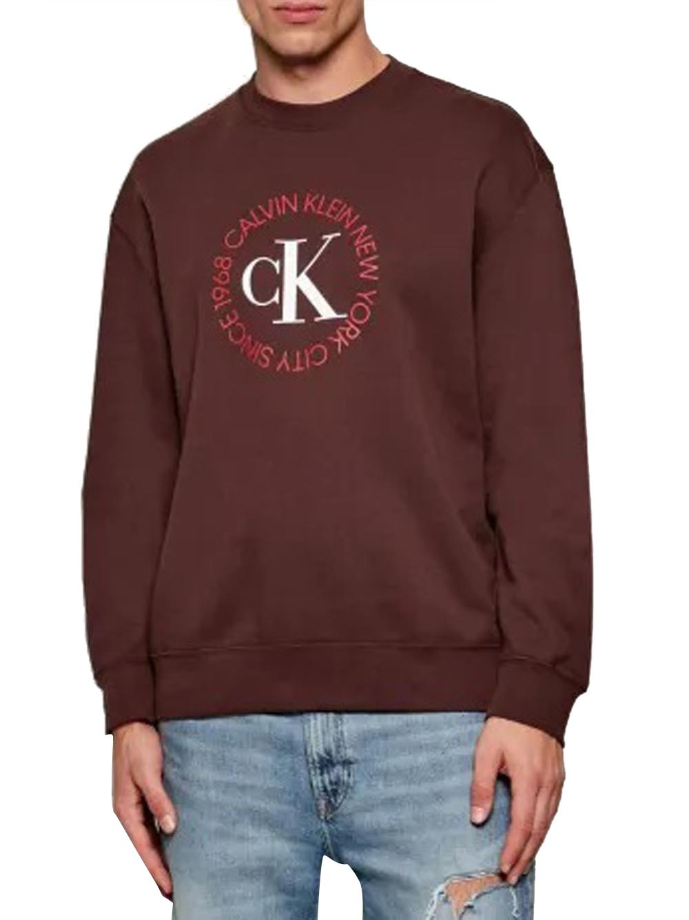 Calvin Klein Felpa Girocollo Uomo Marrone