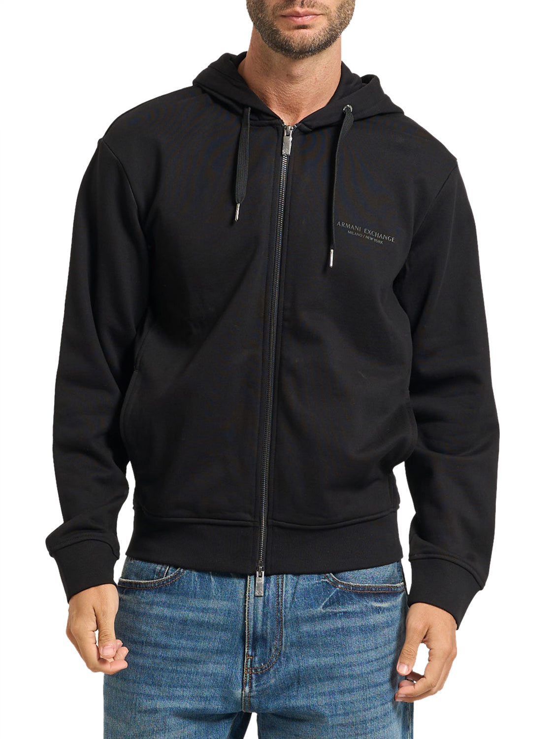 Armani Exchange Felpa con Zip Uomo Nero