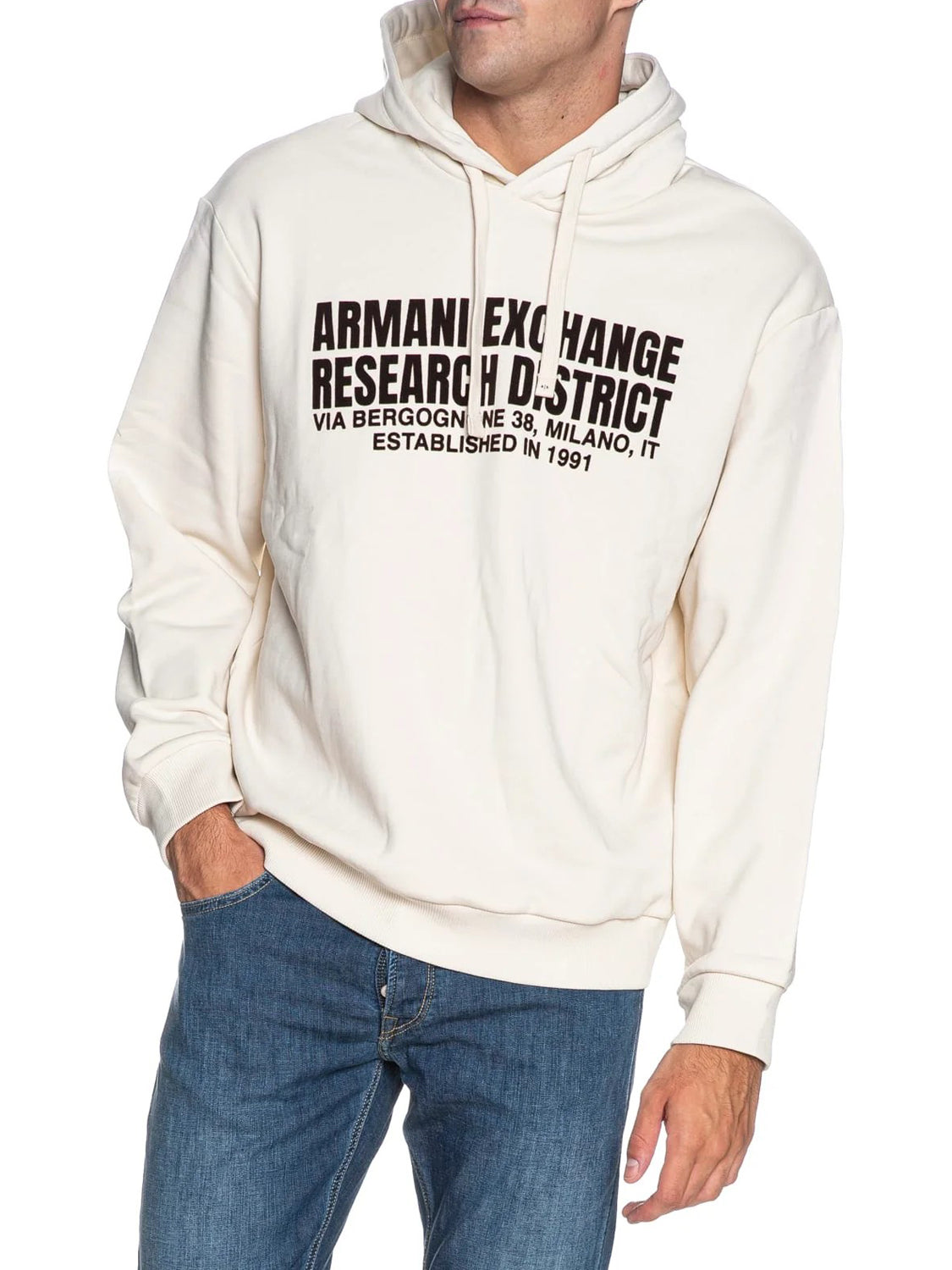 Armani Exchange Felpa Cappuccio Uomo Bianco ottico
