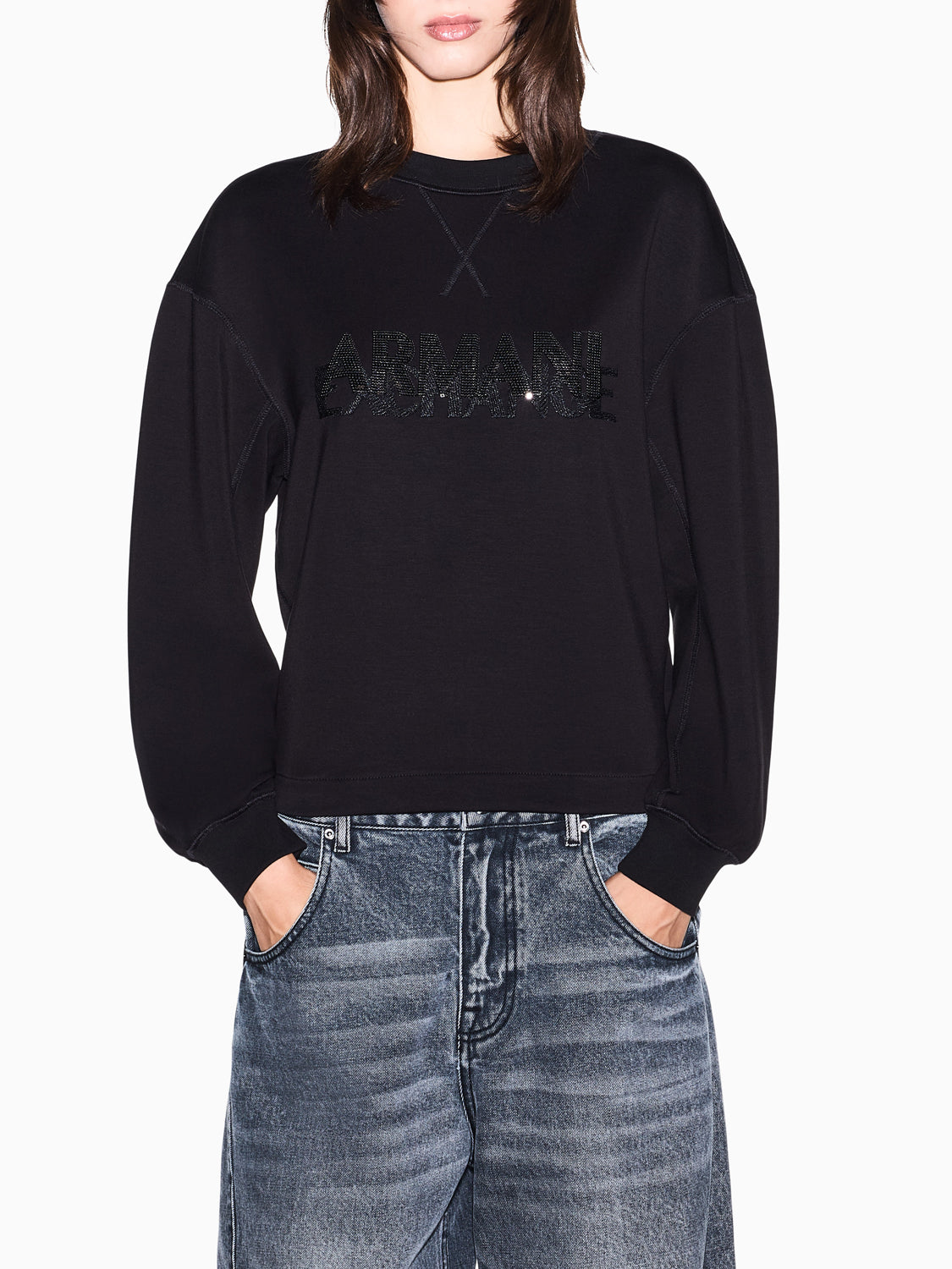 Armani Exchange Felpa Girocollo Donna Nero