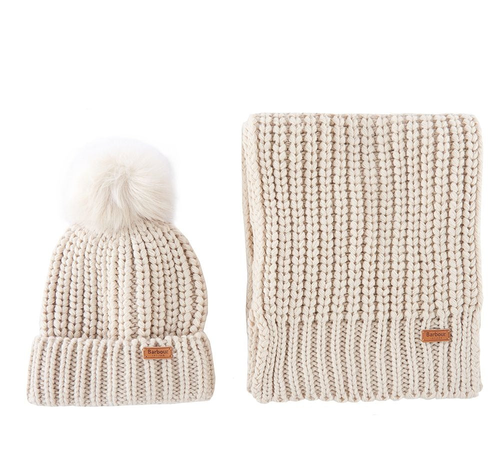 Barbour Sciarpa Donna Saltburn Capp + Sciarpa Stone