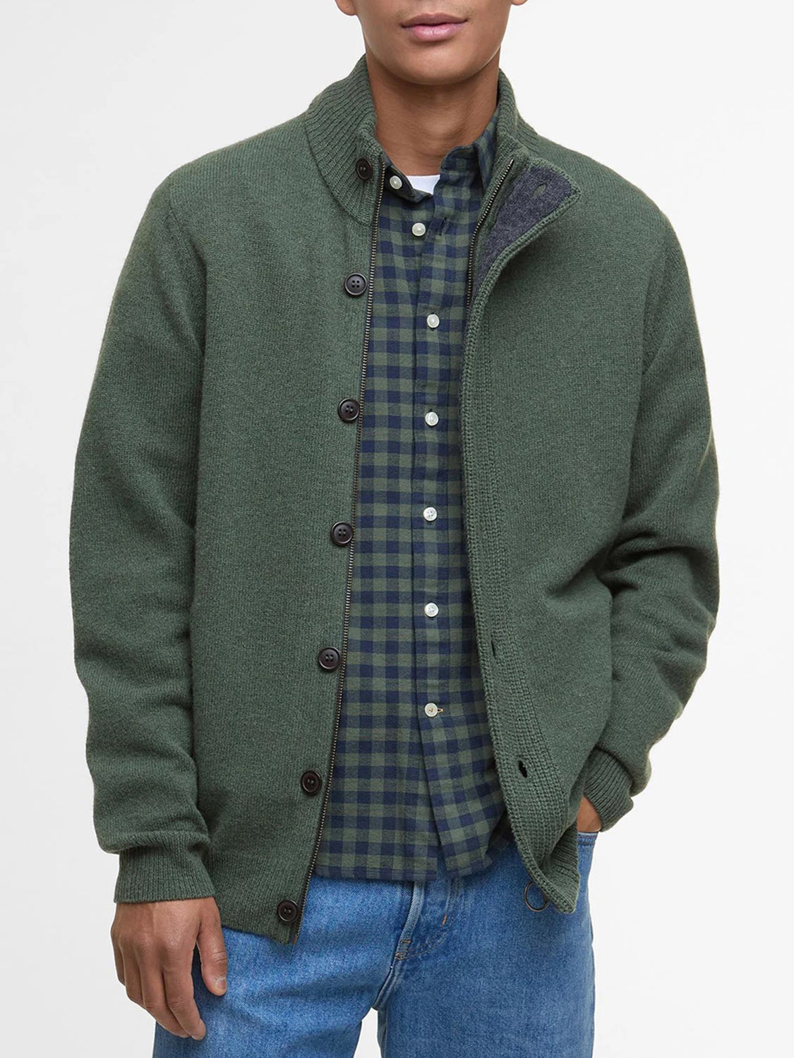 Barbour Cardigan Uomo Essential Olive