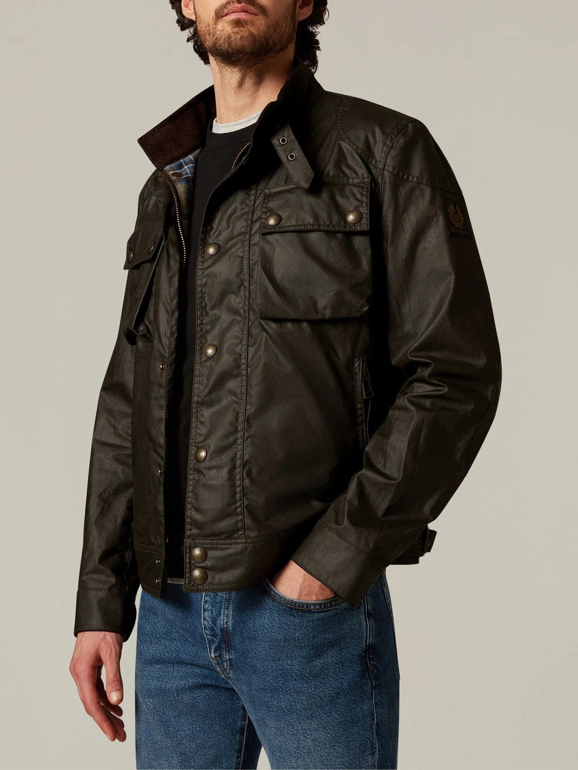 Belstaff Giacca Cerata Uomo Racemaster Oliva sbiadita