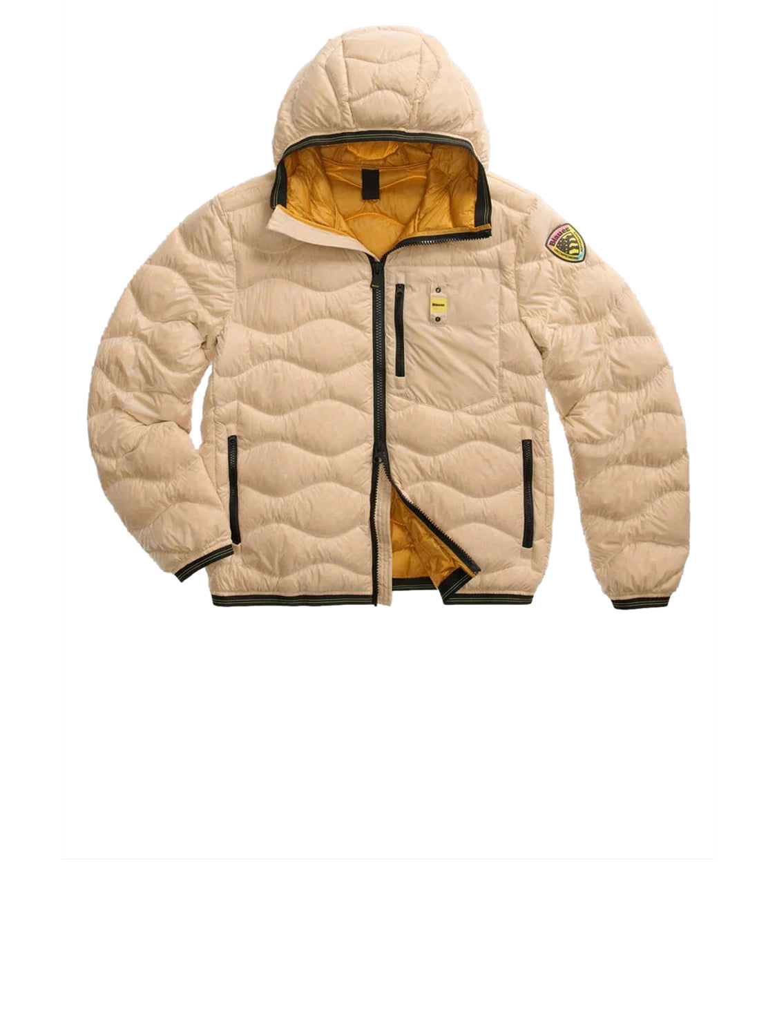 Blauer Giubbotto Imbottito Uomo Wave Colors Down Giallo