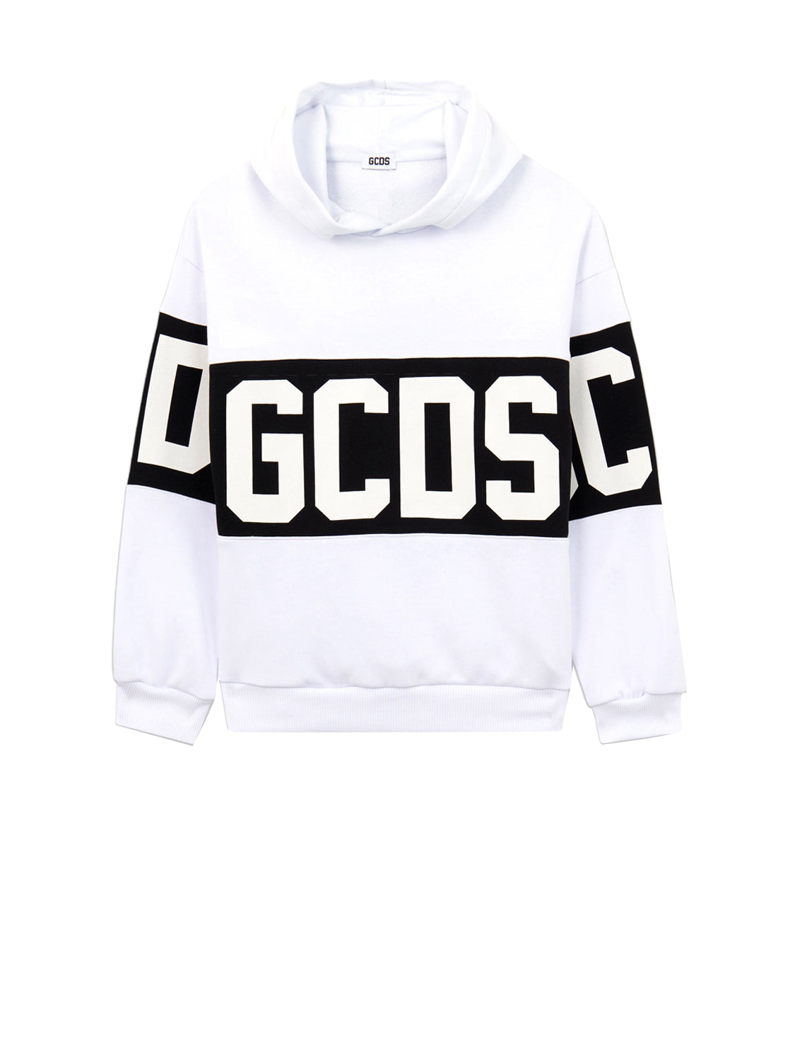 GCDS Felpa Cappuccio Uomo Felpa Con Cappuccio Band Logo Bianco ottico