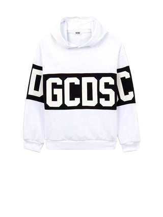 GCDS Felpa Cappuccio Uomo Felpa Con Cappuccio Band Logo Bianco ottico