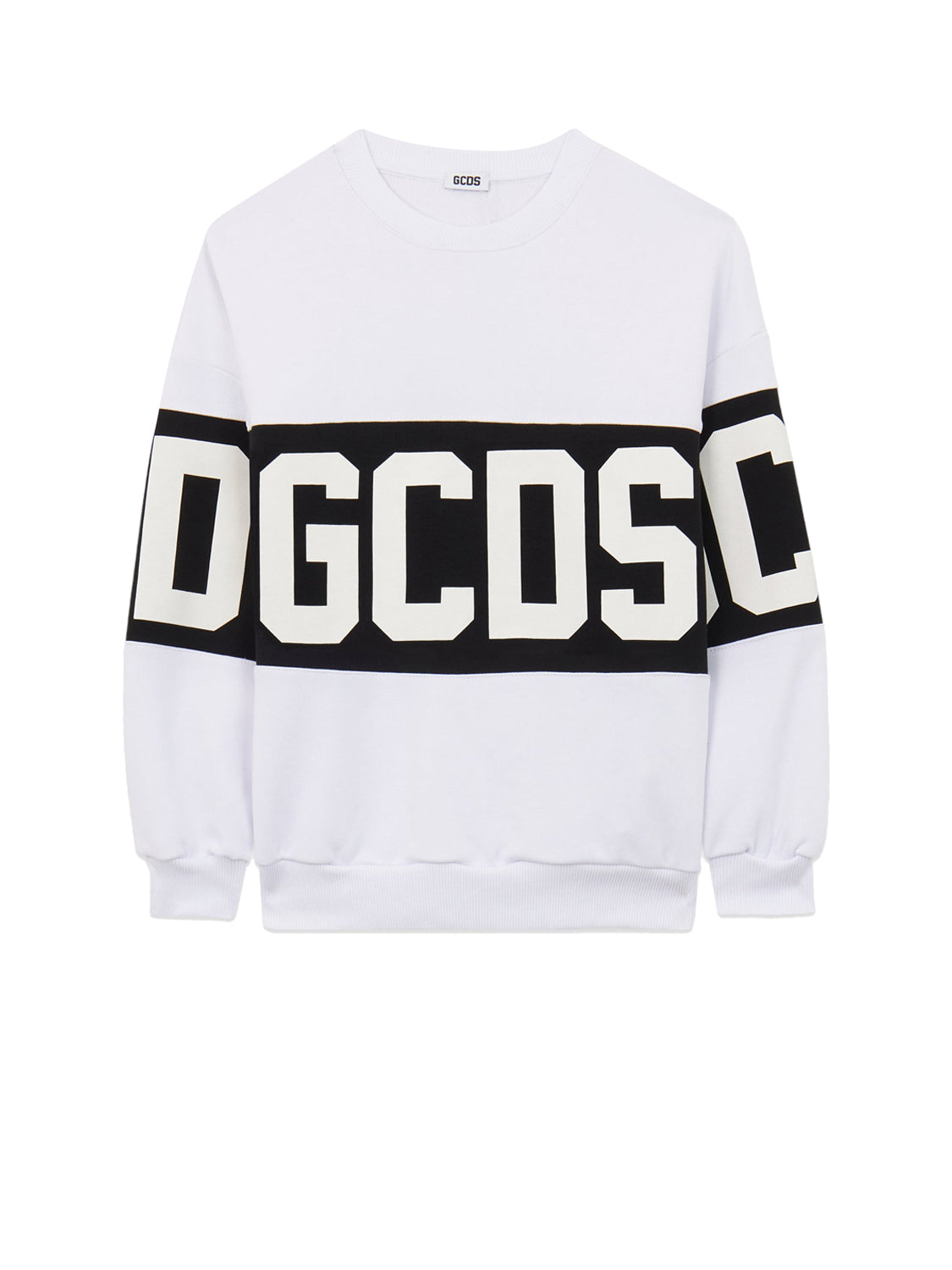 GCDS Felpa Girocollo Uomo Felpa Girocollo Con Band Logo Bianco ottico