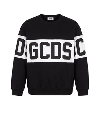 GCDS Felpa Girocollo Uomo Felpa Girocollo Con Band Logo Nero