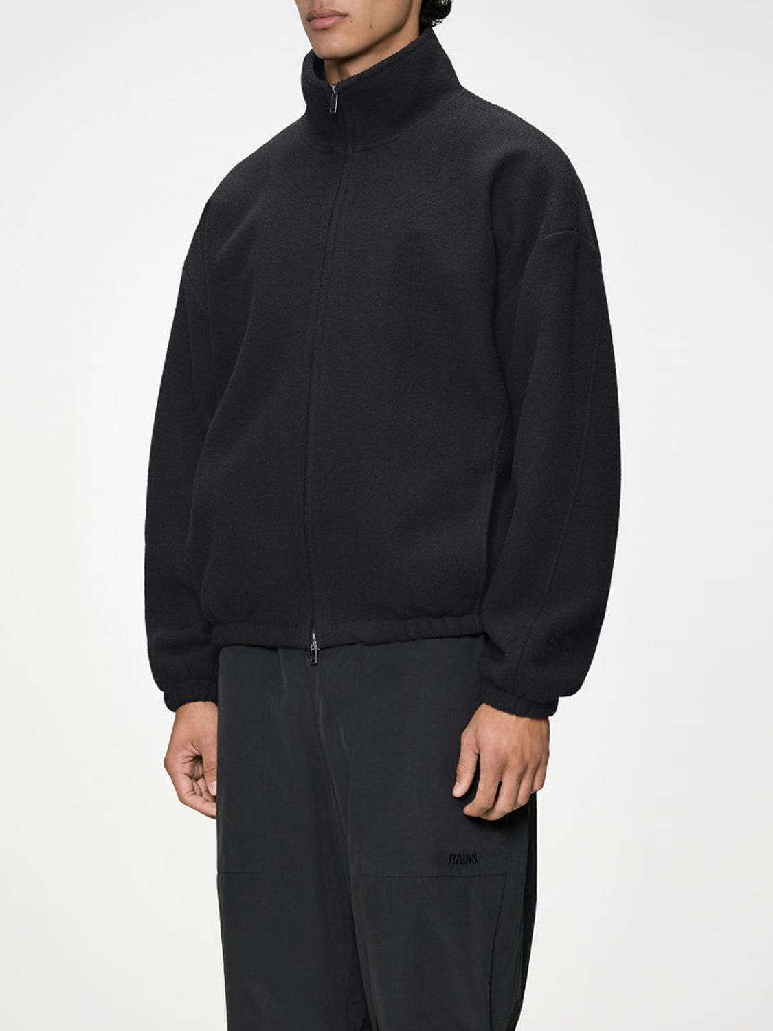 Rains Bomber Unisex Fleece Zip Jacket Nero