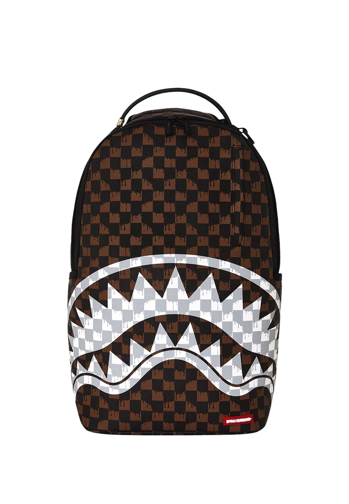 Sprayground Zaino Brown and cream drip check shark Nero