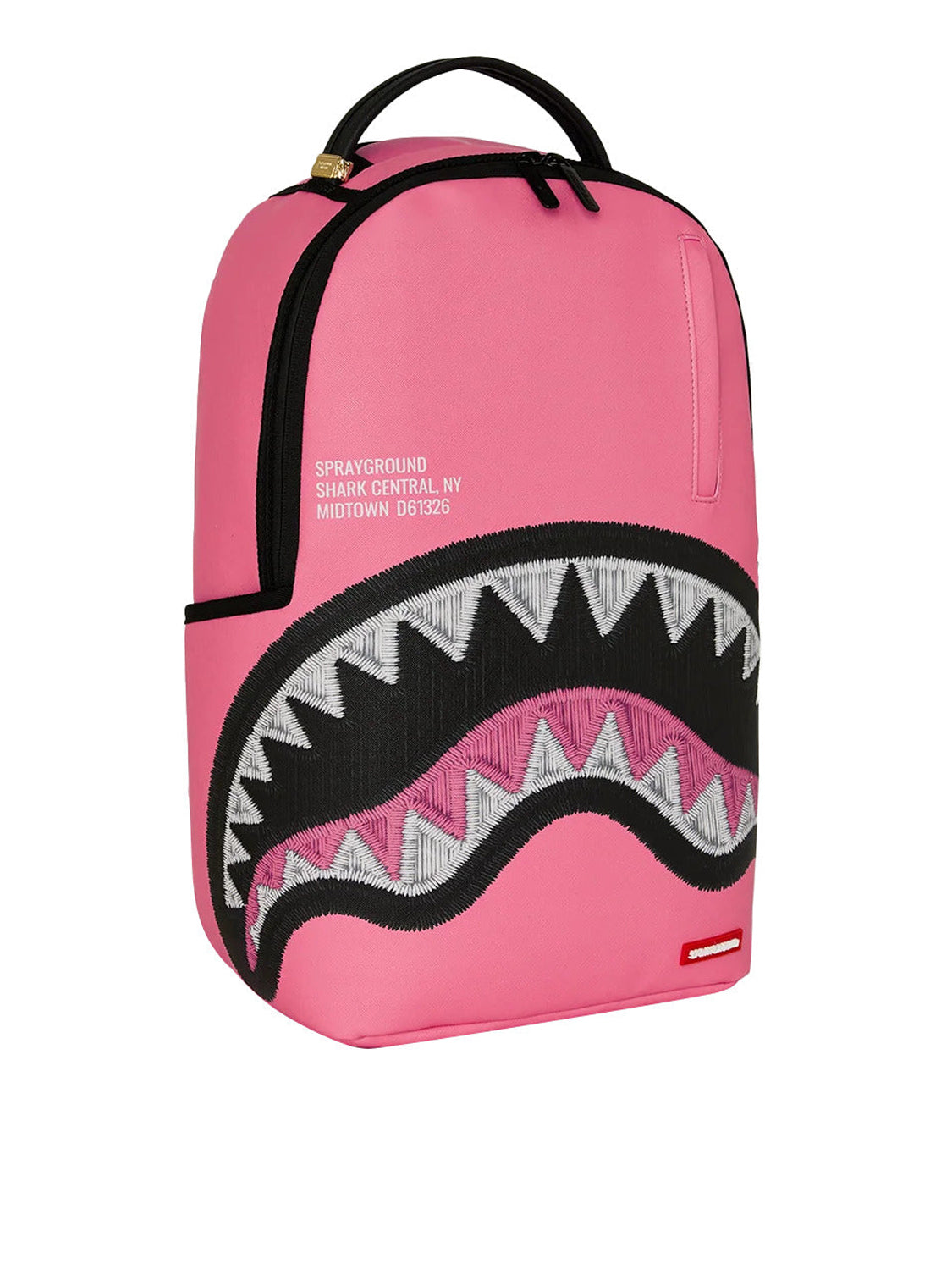 Zaino Shark central pink embroidered Rosa
