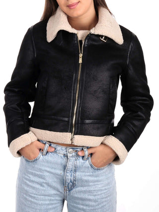 YES ZEE Giacca in Pelle Donna Nero