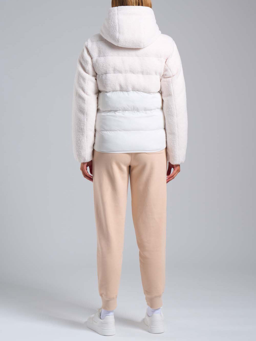 Piumino Donna Hybrid Teddy Jacket With Hoodie Bianco