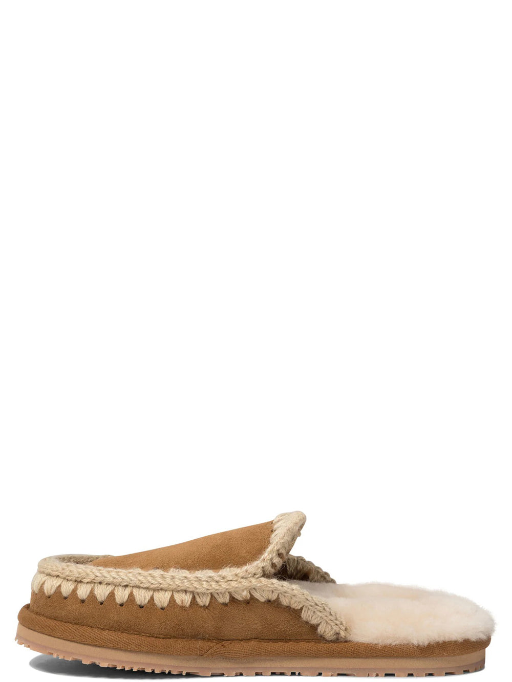 Ciabatte Donna Suede slipper full eskimo stitch Marrone