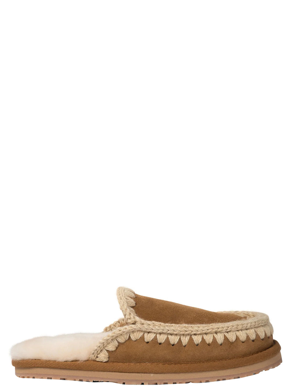 Ciabatte Donna Suede slipper full eskimo stitch Marrone