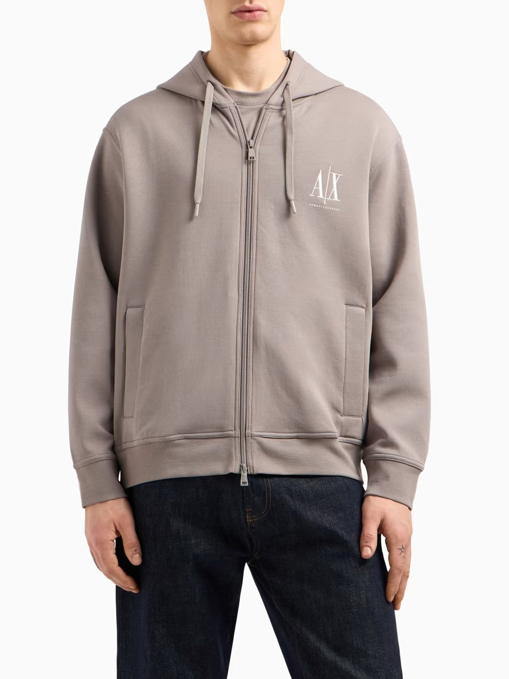 Armani Exchange Felpa con Zip Uomo XM000371 Beige