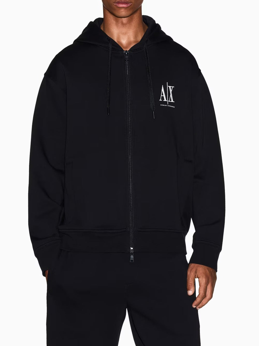 Armani Exchange Felpa con Zip Uomo XM000371 Nero