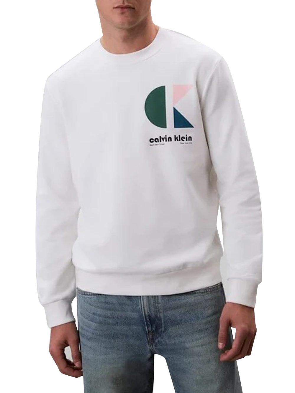 Calvin Klein Felpa Girocollo Uomo LV04RC285G Bianco