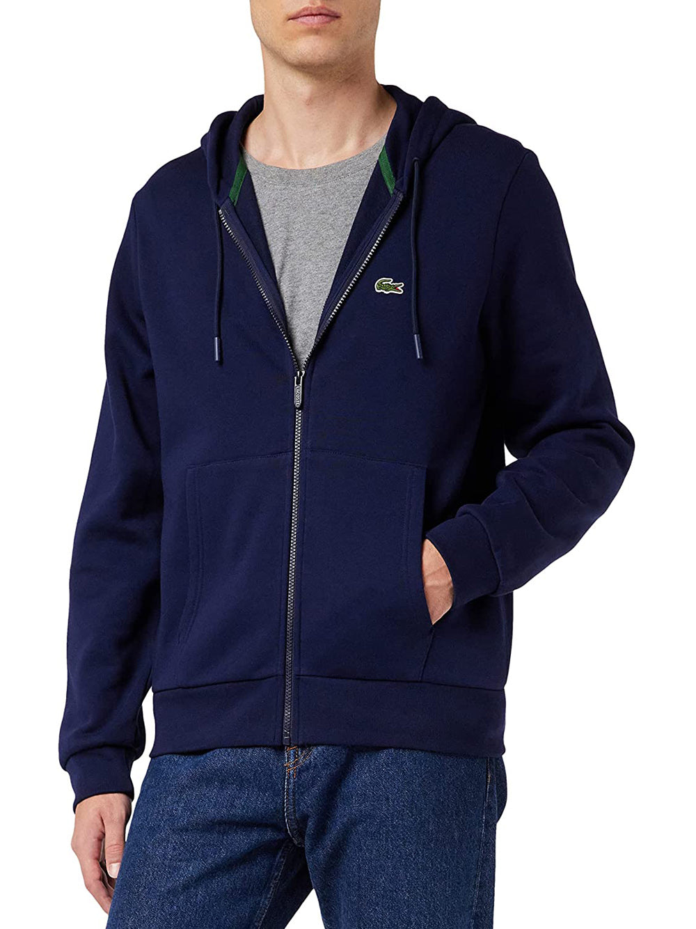 Lacoste Felpa con Zip Uomo Navy