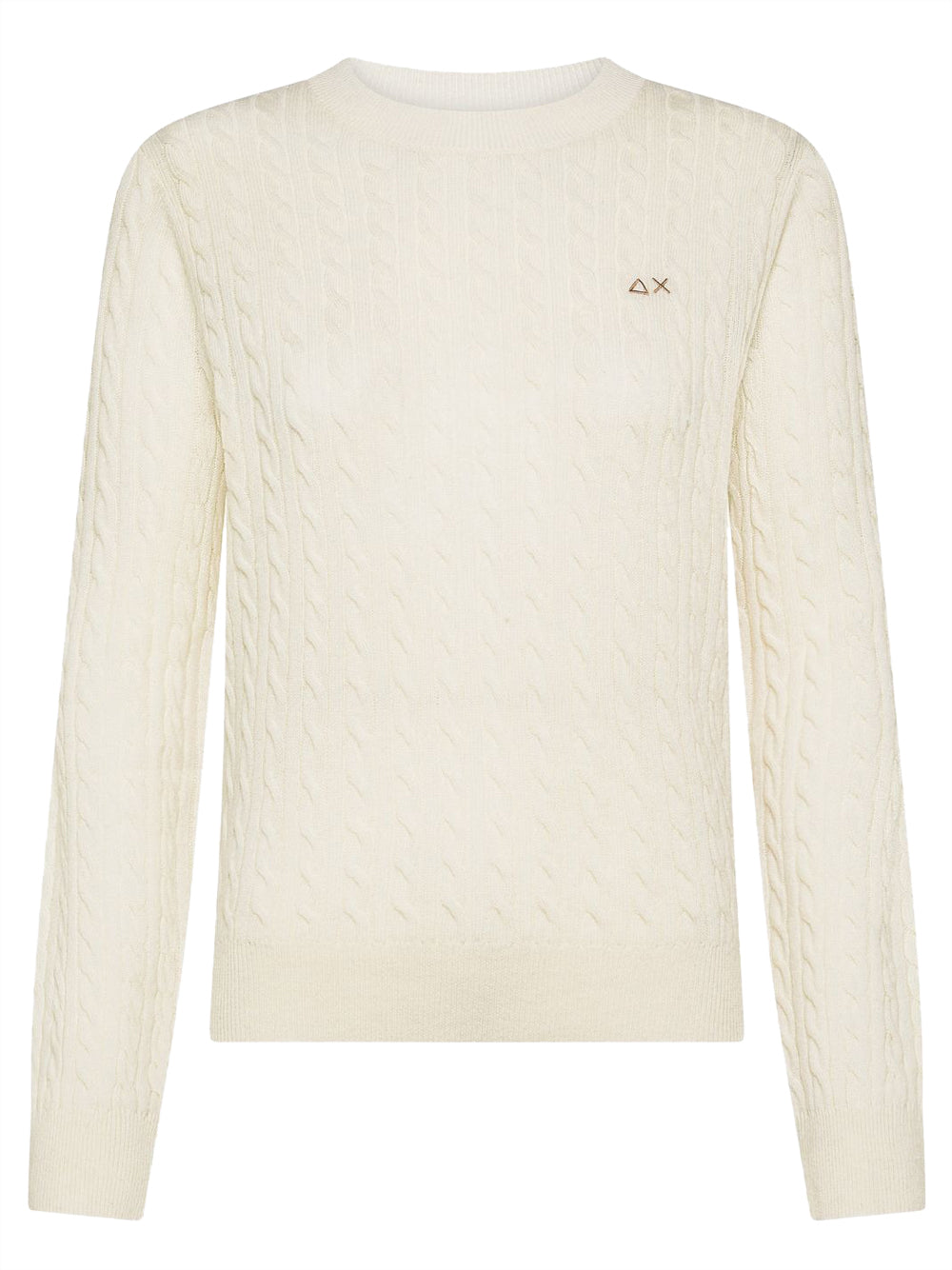 Sun68 Maglia Donna Sweater Cable L/S Bianco panna