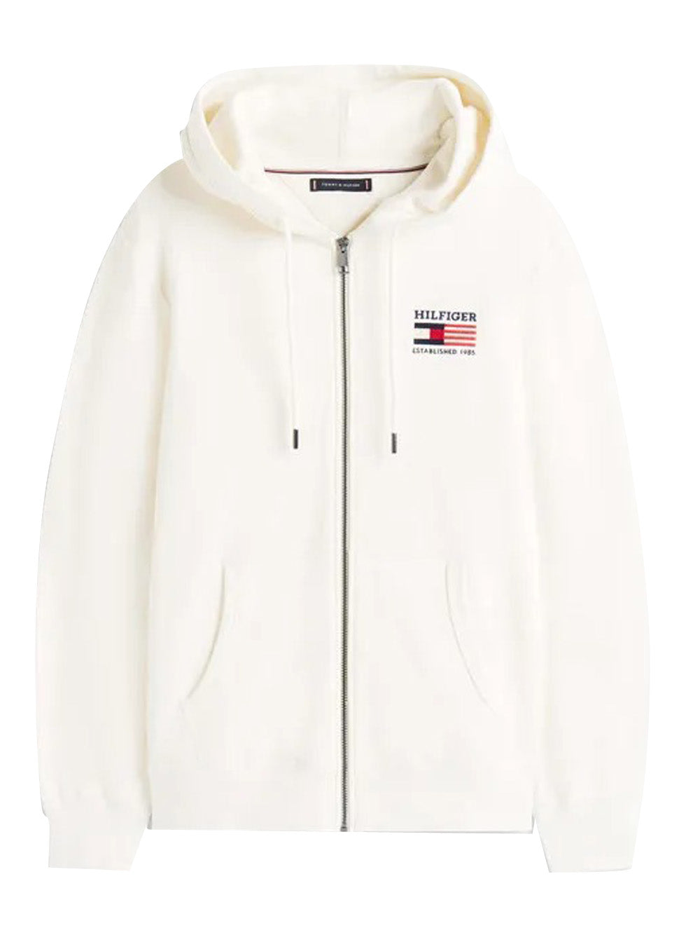 Tommy Hilfiger Felpa con Zip Uomo MW0MW39691 Avorio