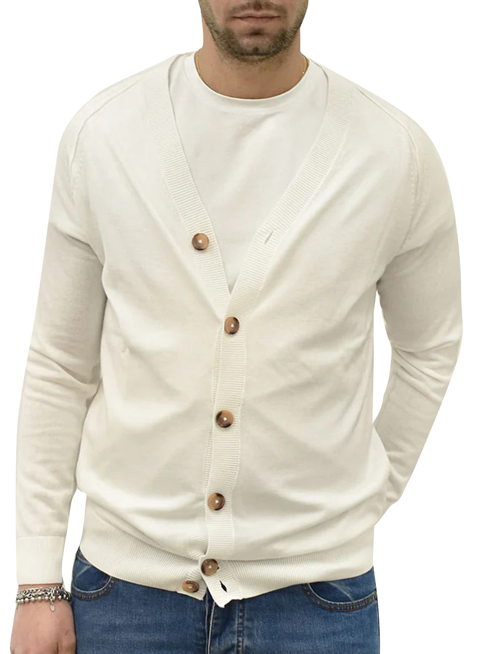 Over-D Cardigan Uomo OC1S2S5M08 Bianco