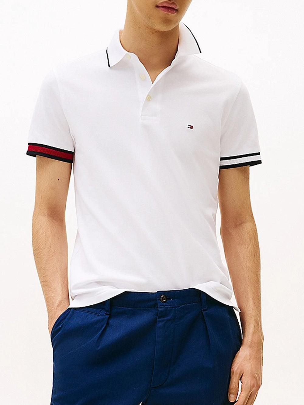 Tommy Hilfiger Polo Uomo MW0MW38458 Bianco