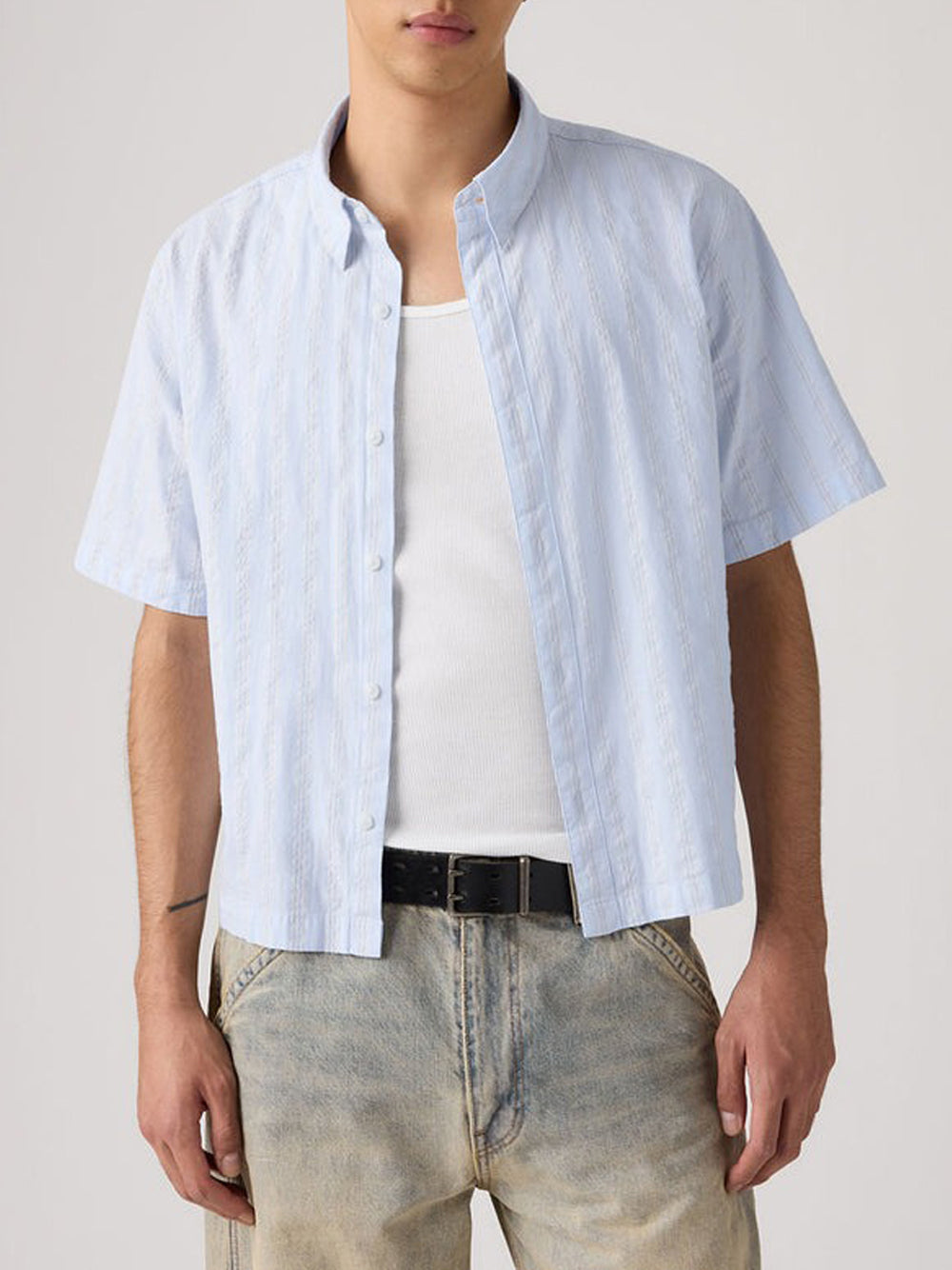Camicia Casual Uomo Lama Boxy Azzurro Chiaro