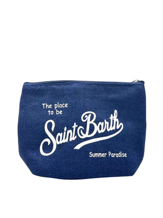 Borsa Pochette Unisex Aline Linen Navy