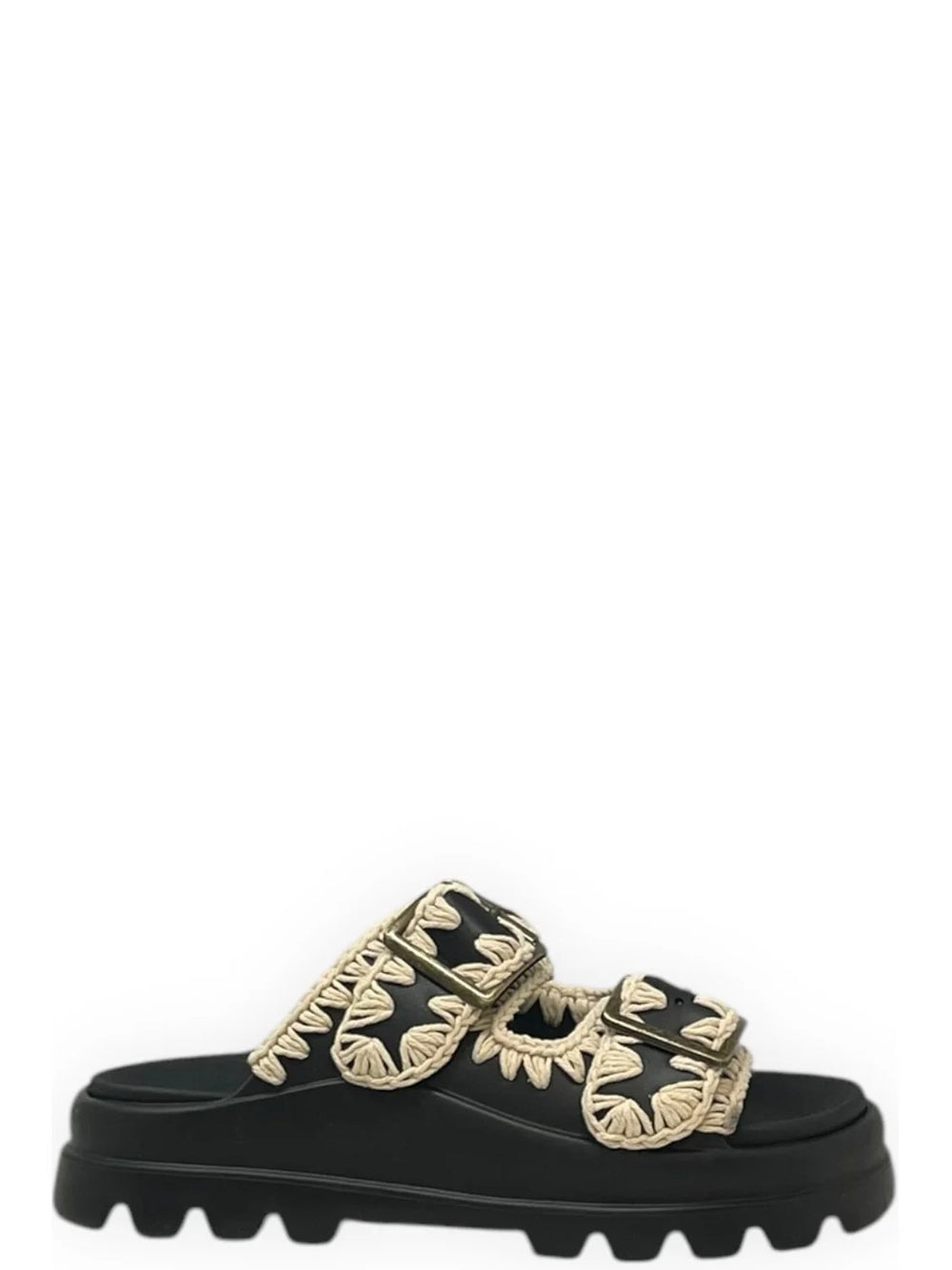 MOU Ciabatte Donna Eva one-piece slide two buckles Nero