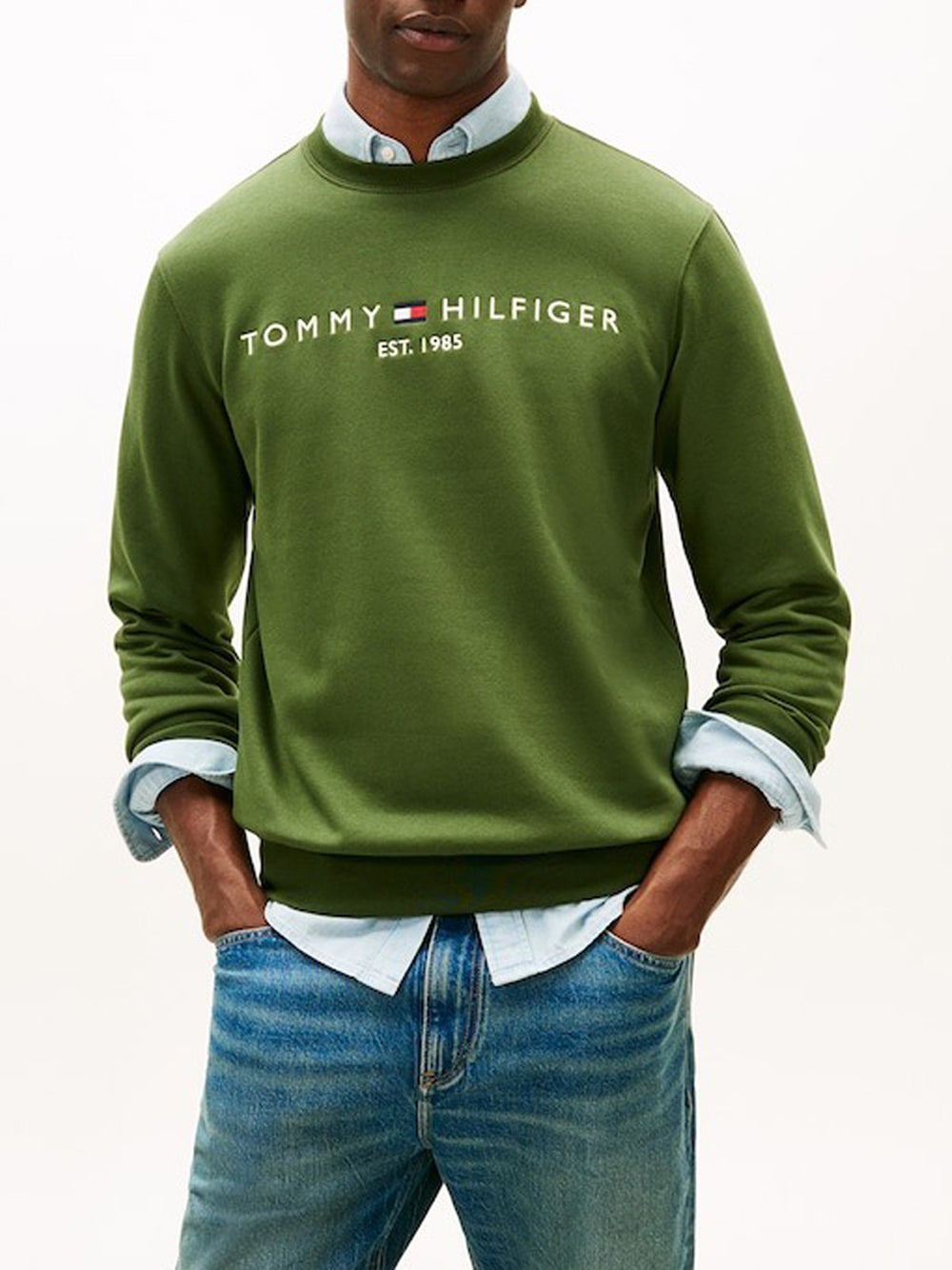 Felpa Girocollo Uomo Verde