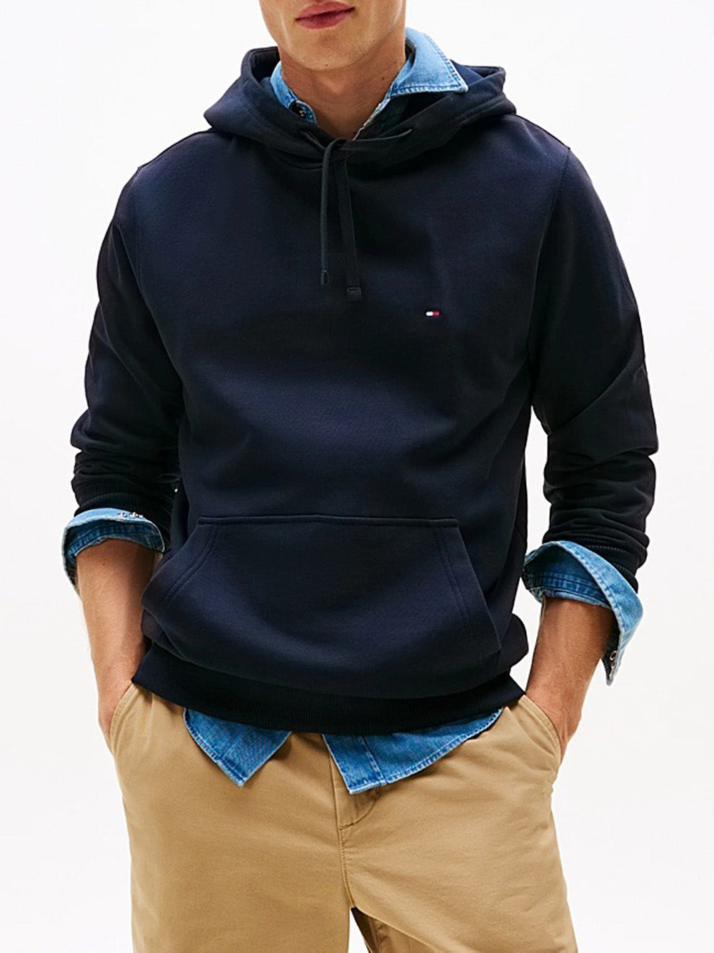 Tommy Hilfiger Felpa Cappuccio Uomo Terry Blu