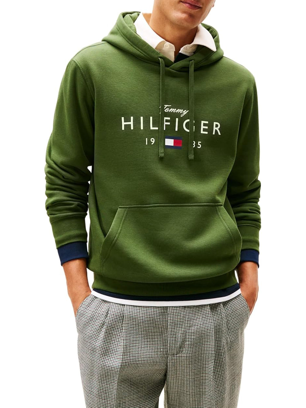 Tommy Hilfiger Felpa Cappuccio Uomo Love Verde