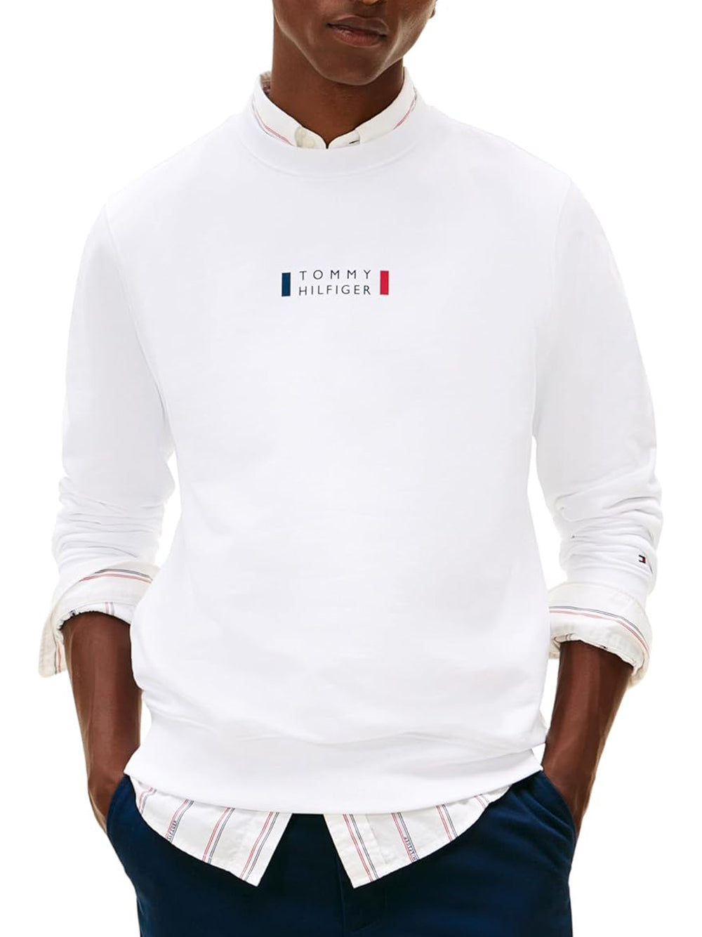 Tommy Hilfiger Felpa Girocollo Uomo Love Bianco